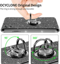 iPhone XR Csillogó Fekete Gyűrűs Védőtok Glitterrel 3