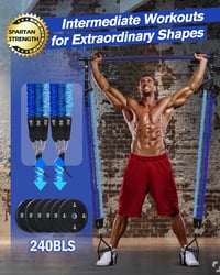 ALongSong Pilates Rúd Szett 6 Ellenállási Gumiszalaggal 9-109 kg Otthoni Edzéshez - Állítható Fitness Eszköz Fogantyúkkal és Ajtórögzítővel 2