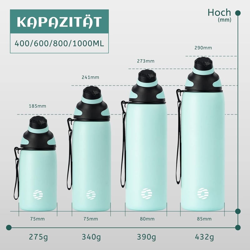 Fjbottle mágneses zárású rozsdamentes acél kulacs 400-1000ml - BPA-mentes, szénsavas italokhoz