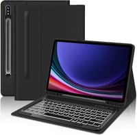 FOGARI Bluetooth Billentyűzet Samsung Galaxy Tab S9 Ultra 5G 14,6" Tablethez - Levehető Mágneses Tok 7 Színű Háttérvilágítással, Fekete 1