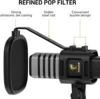 TONOR TC30 USB Kondenzátor Mikrofon Állvánnyal és Popszűrővel - Streaming és Podcast Felvételekhez 5