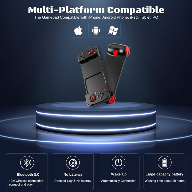 MFi Bluetooth Játékvezérlő iPhone és Android Készülékekhez - Megadream Vezeték Nélküli Gamepad (Fekete)