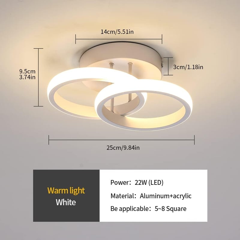 Goeco Modern Kerek LED Mennyezeti Lámpa, 22W, 3000K Meleg Fehér Fény, 2000lm, Szilikonborítás, Nappali, Háló, Konyha Világítás, Fehér
