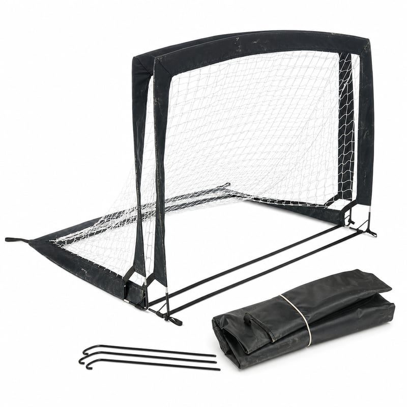 Set 2 porți de fotbal pop-up Amazon Basics, 121 x 91 cm, poartă de antrenament portabilă cu plasă — suprafață uzată, zgâriată (stare: vezi imaginea a 2-a)