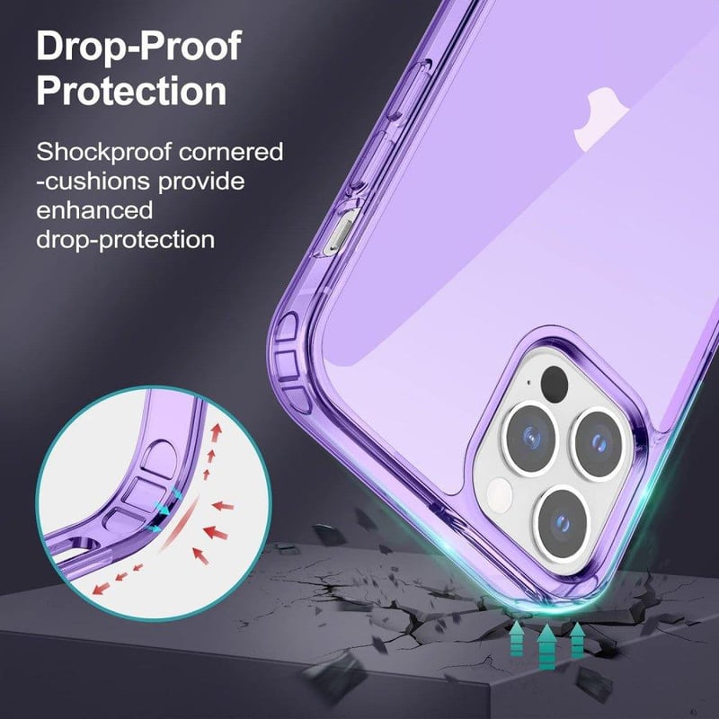 Apple iPhone 12 Pro Max Lila Áttetsző Szilikon Tok Beépített Állvánnyal