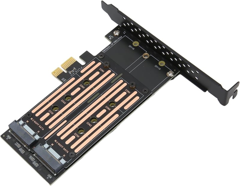 VBESTLIFE Dual M.2 NVMe SSD PCIE Adapter - 6Gbps Átalakító Kártya M2 SATA SSD-hez, Többféle Mérethez (22110/2280/2260/2242/2230), Windows/Li
