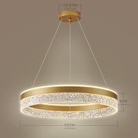 KSIBNW Állítható Fényerejű LED Függőlámpa - 36W Modern Arany Gyűrű Csillár Nappaliba, Étkezőbe - 50cm Átmérőjű Akril-Fém Mennyezeti Lámpa 2