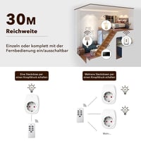 HBN Távirányítható Konnektorok 4 db - 3680W Vezeték Nélküli Kapcsoló Szett Beltéri Karácsonyi Dekorációhoz, Háztartási Gépekhez, 30m Hatótáv 3