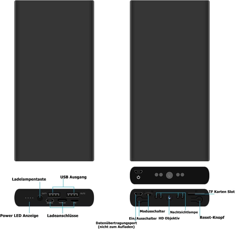 KAMREA HD 1080P Rejtett Kamera 10000 mAh Powerbank Funkcióval