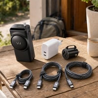 Putni set za punjenje: 10 000 mAh PD power bank + 60W zidni punjač + 60W auto punjač + 3x USB-C kabel 1