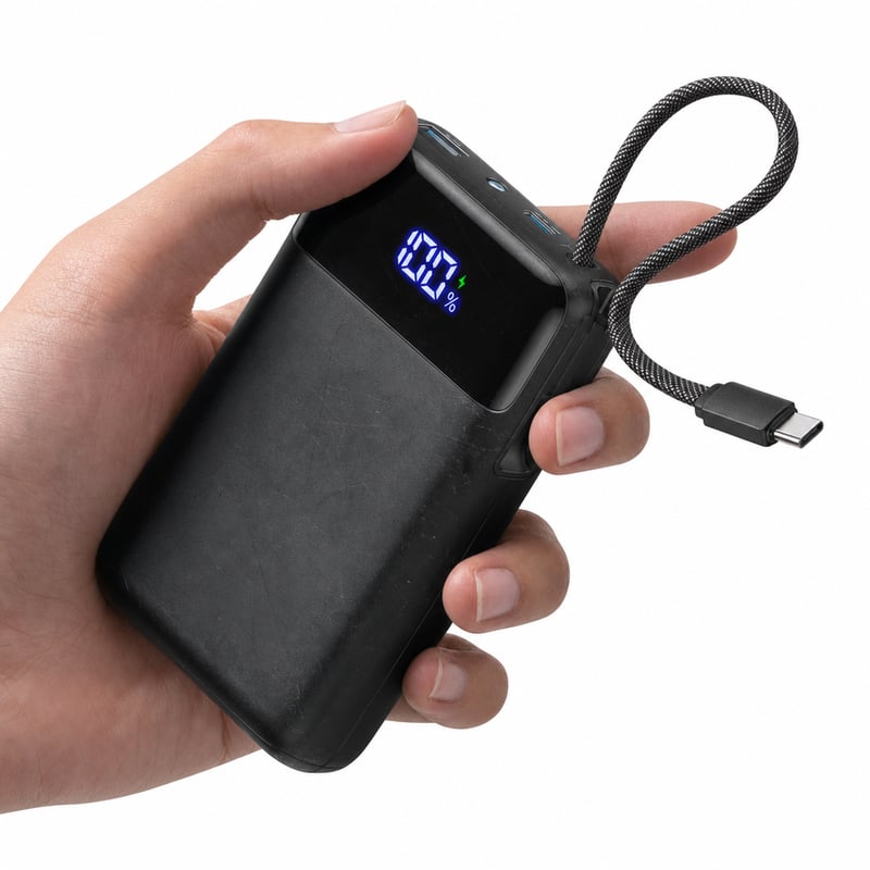 Powerbanka INIU 45W 20000 mAh so zabudovaným USB-C káblom — chybná, čiastočne funkčná: poškodený zabudovaný nabíjací kábel (stav: pozri 2. obrázok)