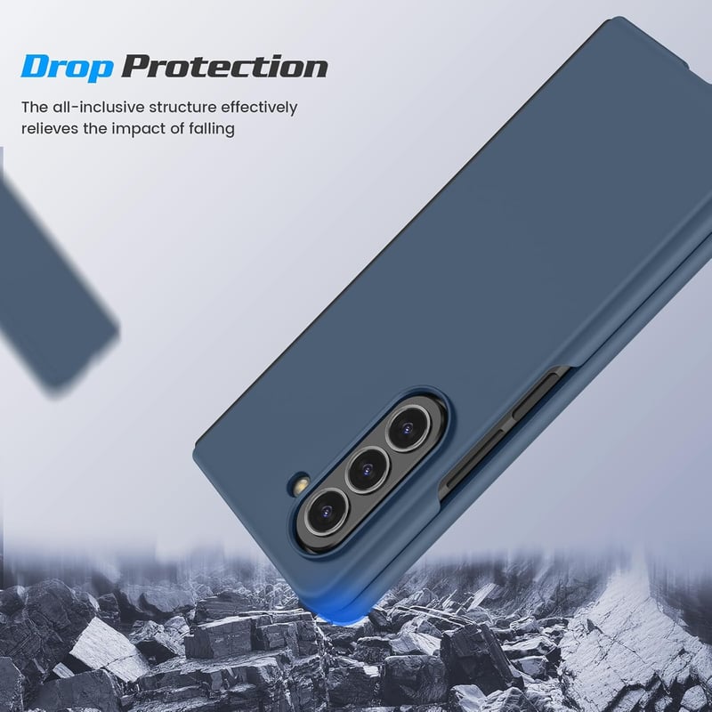 Doeshine Samsung Galaxy Z Fold 5 Tok Edzett Üveg Előlapi Képernyővédővel - Ultravékony PC Karcálló Védőtok, Ütésálló Mobiltelefon Tok, Kék