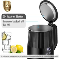 ForMe Rozsdamentes Acél Vízforraló 1,7L - Digitális LED Kijelző, 40-100°C Hőmérséklet Szabályozás, Melegen Tartó Funkcióval, Teafőzéshez, BP 5