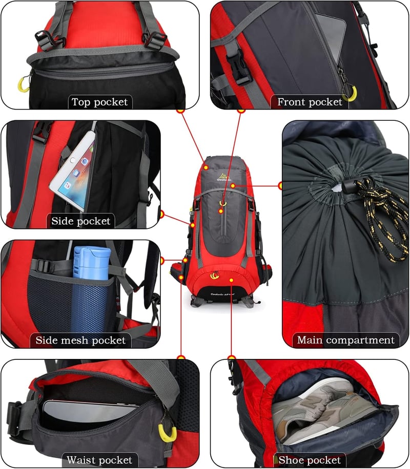 Doshwin 70L Túrahátizsák - Unisex Vízálló Túra és Kemping Hátizsák Férfiaknak és Nőknek, Utazáshoz, Kiránduláshoz