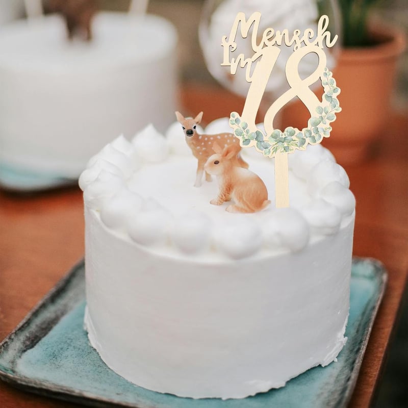 ParPix Fa Tortadísz 18. Születésnapra - Zöld Színű Egyedi Torta Dekoráció Fiúknak és Lányoknak - Boldog Születésnapi Tortadísz Fa Alapanyagb
