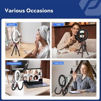 Selfie LED gyűrűlámpa 8" állvánnyal, Bluetooth távirányítóval 5