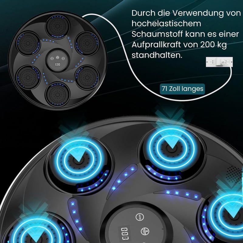 LeuKoles Bluetooth Boxgép LED Világítással - Fali Elektronikus Edzőgép 9 Sebességi Móddal, Boxkesztyűkkel és Számláló Funkcióval