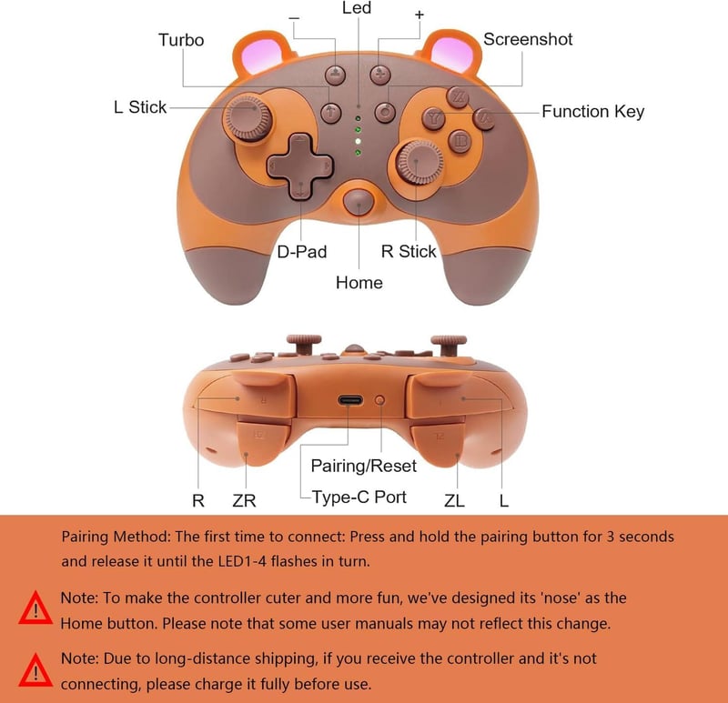 Nintendo Switch Pro kontroller - Vezeték nélküli, Gyro, Turbo funkciós - Barna (használt)