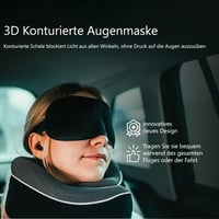 Proglobe Memóriahabos Nyakpárna Utazáshoz - Ortopéd Támasz Repülőre, Autóba, Vonatra - 3D Alvómaszk, Füldugó és Hálós Táska - Fekete 5
