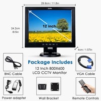 JaiHo 12" CCTV monitor HDMI/VGA/BNC csatlakozókkal, biztonsági kamerákhoz 7