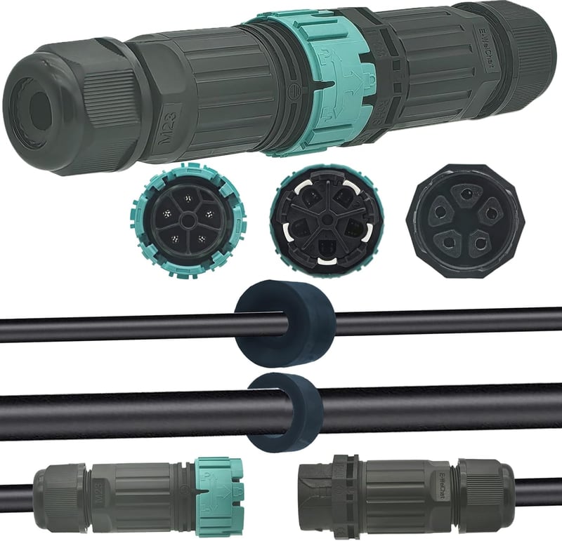 CTRICALVER IP68 Vízálló Kábel Csatlakozó, 5-Tűs Dugó/Aljzat, 9-14 mm Átmérőjű Kábelekhez, Kültéri Világításhoz, LED Lámpákhoz