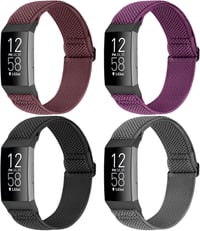 Fitbit Charge 4/3 Állítható Nylon Sportpánt Szett - Fekete, Szürke, Bordó, Lila 1