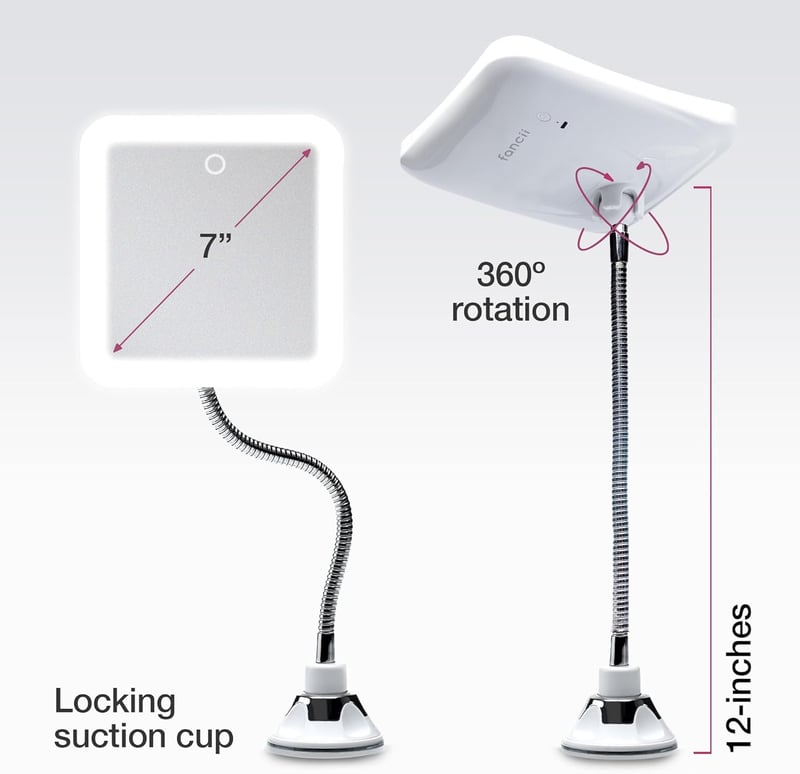 Fancii 10x nagyítós, LED-es, hajlítható kozmetikai tükör - 3 színhőmérséklet, USB töltés
