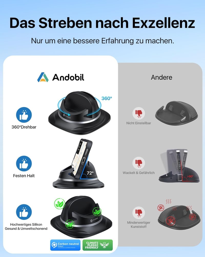 andobil 2025 Műszerfali Telefontartó Autóba - Erős Tapadású Mobiltelefon Tartó iPhone 16/15/14/13/12/11 és Samsung S24/S23 Készülékekhez
