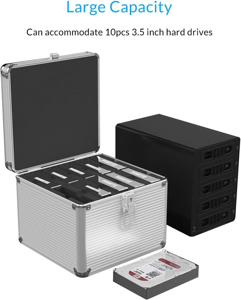 ORICO Alumínium Védőtok 10db 3,5" HDD-hez - Ütés-, Por- és Nedvességálló
