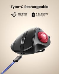 ProtoArc EM01 NL Vezeték Nélküli Trackball Egér - 2.4G USB és Bluetooth, Hüvelykujj Vezérlés, Állítható Szög, 5 DPI Fokozat, Újratölthető, P 7