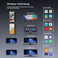 Avylet 9,26" Vezeték Nélküli CarPlay Kijelző 4K Műszerfali Kamerával - Apple CarPlay & Android Auto Támogatás, GPS Navigáció, Tolatókamera 4