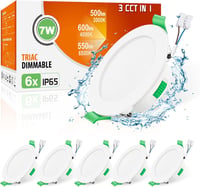 6 db ALUSSO LED Süllyesztett Spotlámpa, 230V, Szabályozható, IP65, 7W, 68mm, Lapos, 3 Színhőmérséklet 1