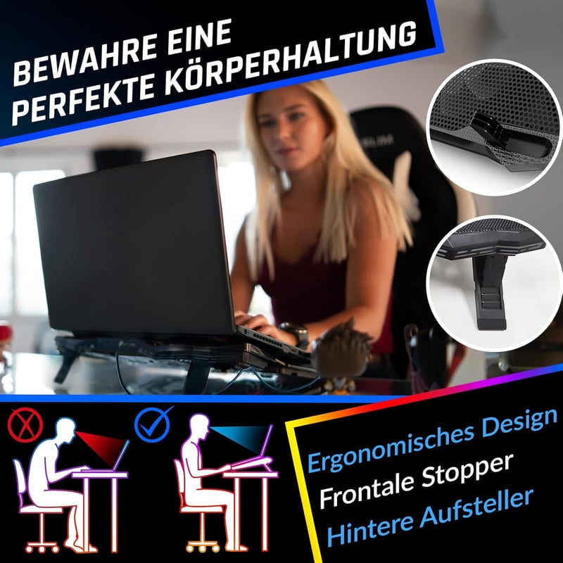 KLIM Wind Laptop Hűtőpad 4 Ventilátorral 1200 RPM USB Hűtés Cyan