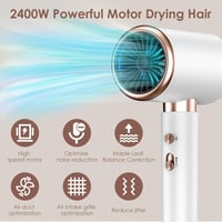 Bizcasa 2400W ionos hajszárító, AC motor, diffúzorral - Fehér 3