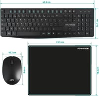 AD ADVANCE Elite Vezeték Nélküli Billentyűzet-Egér Szett - Fekete, 3 Részes Csomag, Ergonomikus, USB Csatlakozás, PC/Laptop/Tablet Kompatibi 8