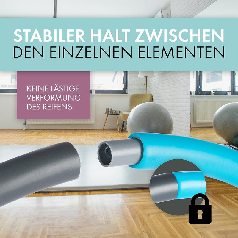 WELLRELAXX Hula Hoop Karika Felnőtteknek | 0,9kg | 90cm | 8 Részes Fogyasztó Hullahopp Abroncs Kezdőknek Táskával
