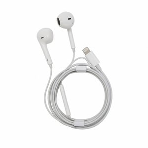 Căști Apple EarPods cu conector Lightning, alb, compatibile cu iPhone și iPad, căști cu fir și microfon