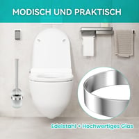 DailyArt WC-kefe szett: Fúrás nélküli, rozsdamentes acél-üveg tartó, pótfejjel 2