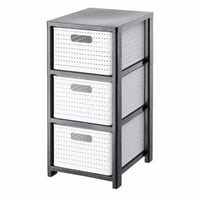 Rotho Country görgős tároló 3 fiókkal rattan mintával, fehér, 3 x A4/18 l, 37,5 x 32,5 x 71,2 — görgők nélkül (állapot: lásd a 2. képet) 1
