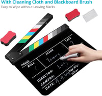 Temery Professzionális Filmklapk 30x25 cm - Akril Csapó Tábla Filmezéshez, Mágnessel, Tisztító Készlettel, Fekete Hollywood Stílusú Videó Ke 3