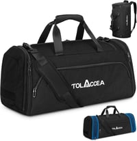 Tolaccea 54-72L Bővíthető Sporttáska Cipőtartóval - Unisex Edzőtáska Utazáshoz, Edzőterembe (Fekete) 1