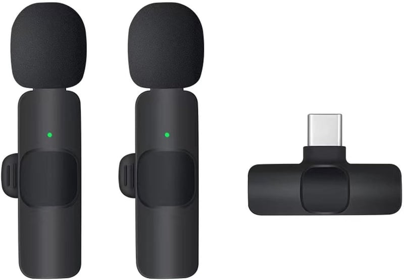 Zebbyee 2 az 1-ben vezeték nélküli csíptetős mikrofon Type-C/Android, zajszűrős, vlogokhoz, fekete