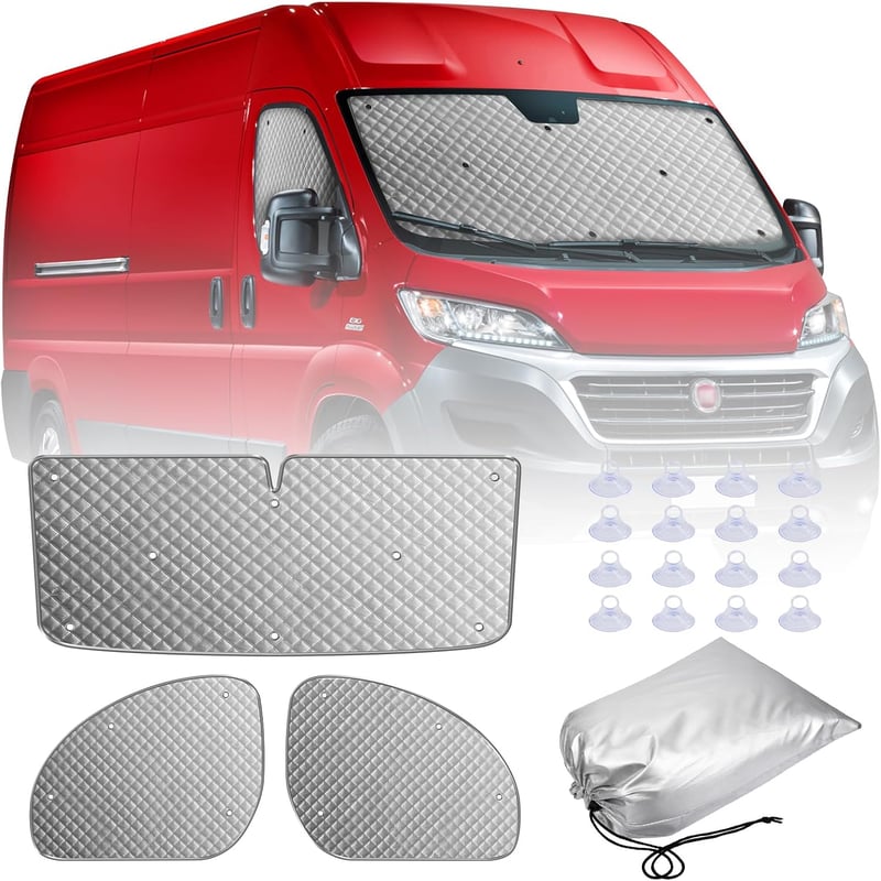 FIAT Ducato hővédő napellenző szett (3db) - MaxEarn belső szélvédőtakaró 2006-2021 modellekhez