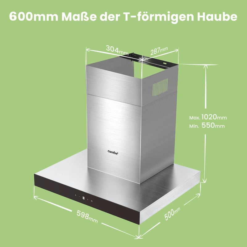 COMFEE' 60cm-es A+++ Páraelszívó - Erős 650m³/h, Gesztus Vezérlés, Aktívszén Szűrő