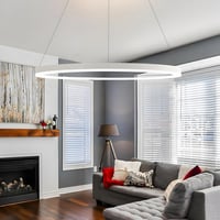 YYUTLUO Modern LED Csillár - 80 cm Fehér Kör Alakú Függőlámpa, 35W, Távirányítható, Fényerőszabályozható, Nappali és Hálószoba Világítás 7