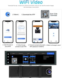 NHOPEEW 10,99" Visszapillantó Tükör 4K Első Kamerával - Vezeték Nélküli CarPlay & Android Auto - Éjjellátó Dupla Kamera WiFi FM Adóval 7