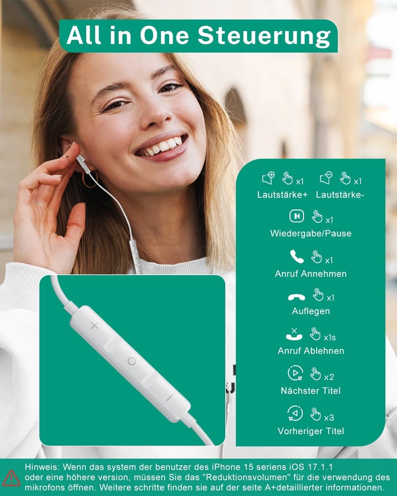 USB C Fülhallgató Samsung Galaxy S24 S23 Ultra A35 S25 iPhone 15 16 Pro Pixel 8 Xiaomi 14 Készülékekhez - HiFi Sztereó Vezetékes In-Ear Head