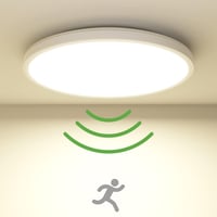 zemty LED Mennyezeti Lámpa Radar Mozgásérzékelővel, 19W 4000K, 1800LM, IP44 Vízálló, Kerek Lapos Fali Lámpa Folyosóra, Garázsba, Erkélyre 1