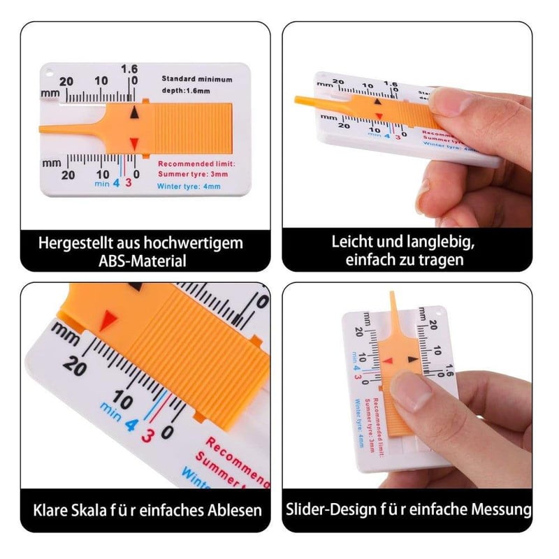 Profi Gumiabroncs Mélységmérő Szett - 4 db, 0-20 mm, Autó és Motor