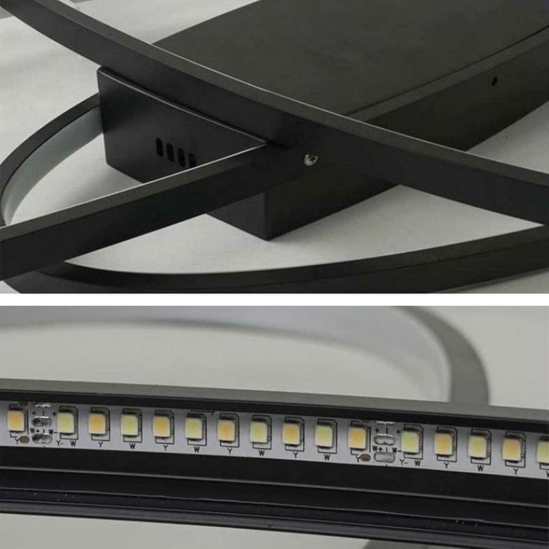 minifair Ovális LED Mennyezeti Lámpa - Fekete Távirányítós Dimmelhető Csillár 48W 4300lm Nappali, Hálószoba, Étkező és Konyha Világításhoz